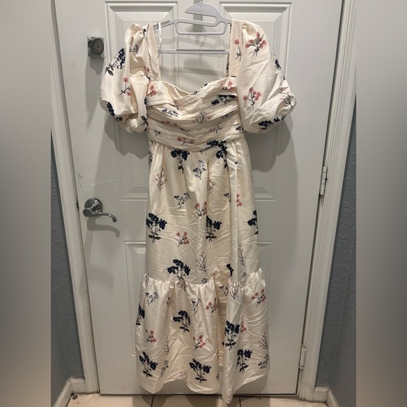 SELF-PORTRAIT Puff-Sleeve Floral-Print Crepe Dress - Picture 3 of 6